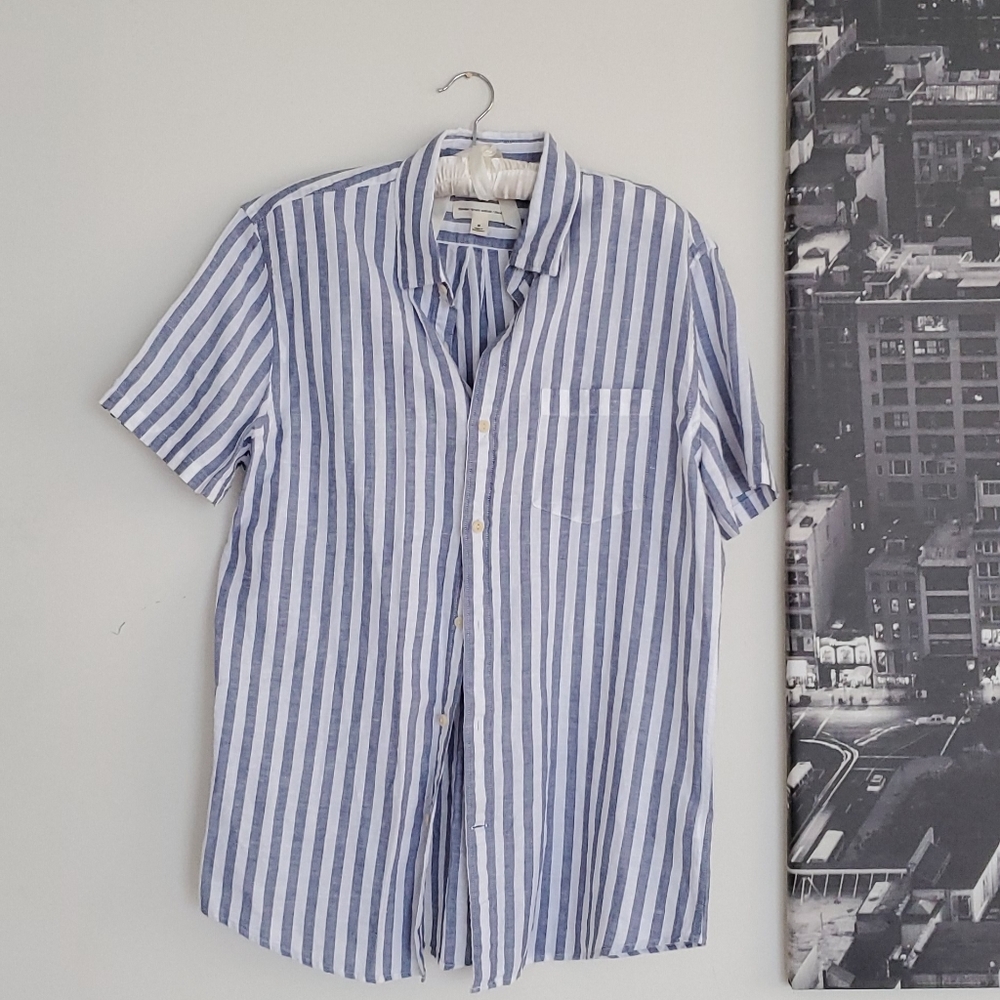 NBW Goodthreads Linen Striped Button Down Shirt